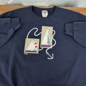 Vintage navy Blue Sailboat Graphic Sweatshirt